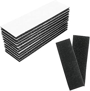 12 Pairs Hook and Loop Tape Strips Set Strong Velcro Adhesive Sticky Back Pads Heavy Duty Fasteners Double Sided Pads for Power Strips, Car Sun Visor, Floor Mat - 1.2x4 Inch