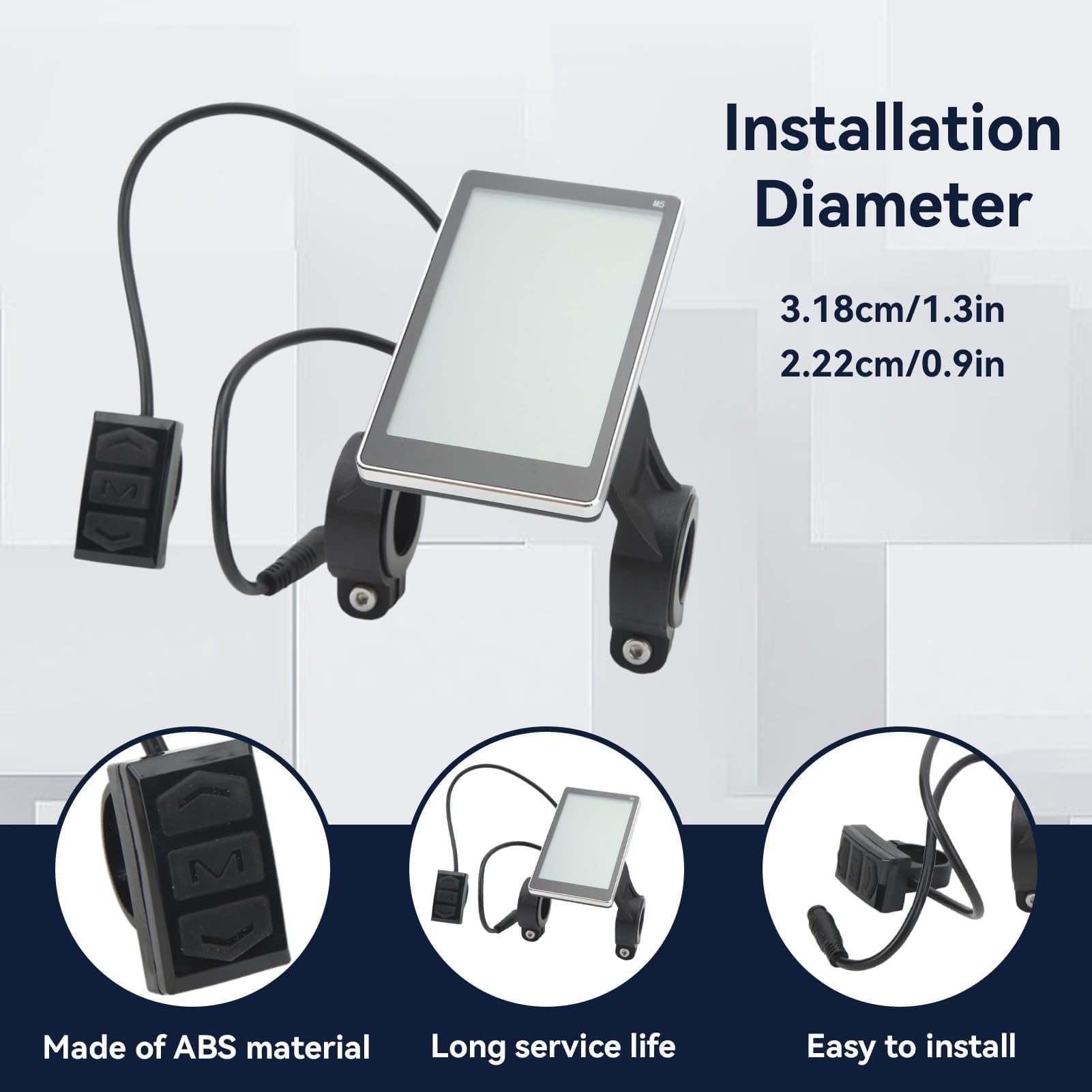 LCD-monitor met elektrische fiets, 24 V, 36V, 48 V, 60 V, 5-polige elektrische fiets, lcd-meter met waterdichte connector, elektrische scooter, paneel, scherm, fietsaccessoires voor 31,8 22,2 mm