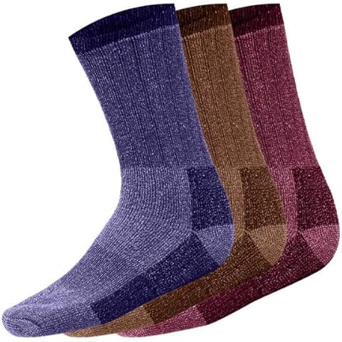 COSHAL® Women’s Merino Wool Heavy Duty thick socks cosy warm winter thermal breathable outdoor walking hiking trekking premium quality sports cushioned sole 2.4 TOG UK Size 4-7 (ASSORTED (3 PAIRS)) Cover