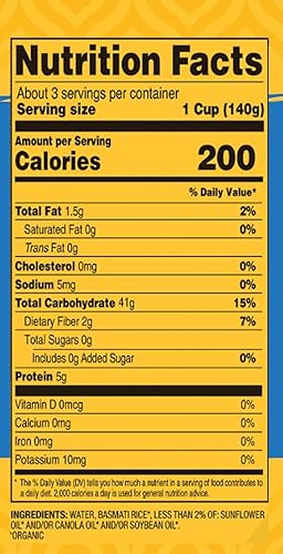 Miniatura 2 de Tasty Bite Arroz basmati orgánico, tamaño familiar, 16 onzas, listo para comer, apto para microondas, vegano, sin gluten (paquete de 6)