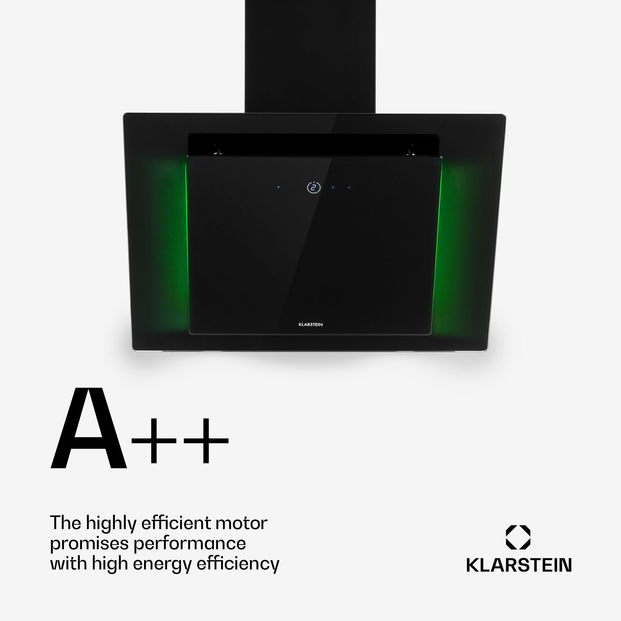 Klarstein Eleonora campana extractora sin cúpula, clase A++, extracción 426 m³/h, control táctil, luz ambiental RGB, 60 dB, salida y recirculación, iluminación LED, filtro de grasa, 60 cm, negro
