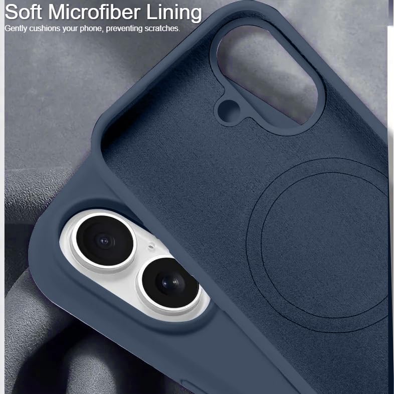 Image of LuxuryKase Silicone Magnetic Case for iPhone 16 Plus | Soft Microfiber Lining | MagSafe Support | Shockproof Protective Cover | Precise Cutouts | Slim Fit Design - Blue