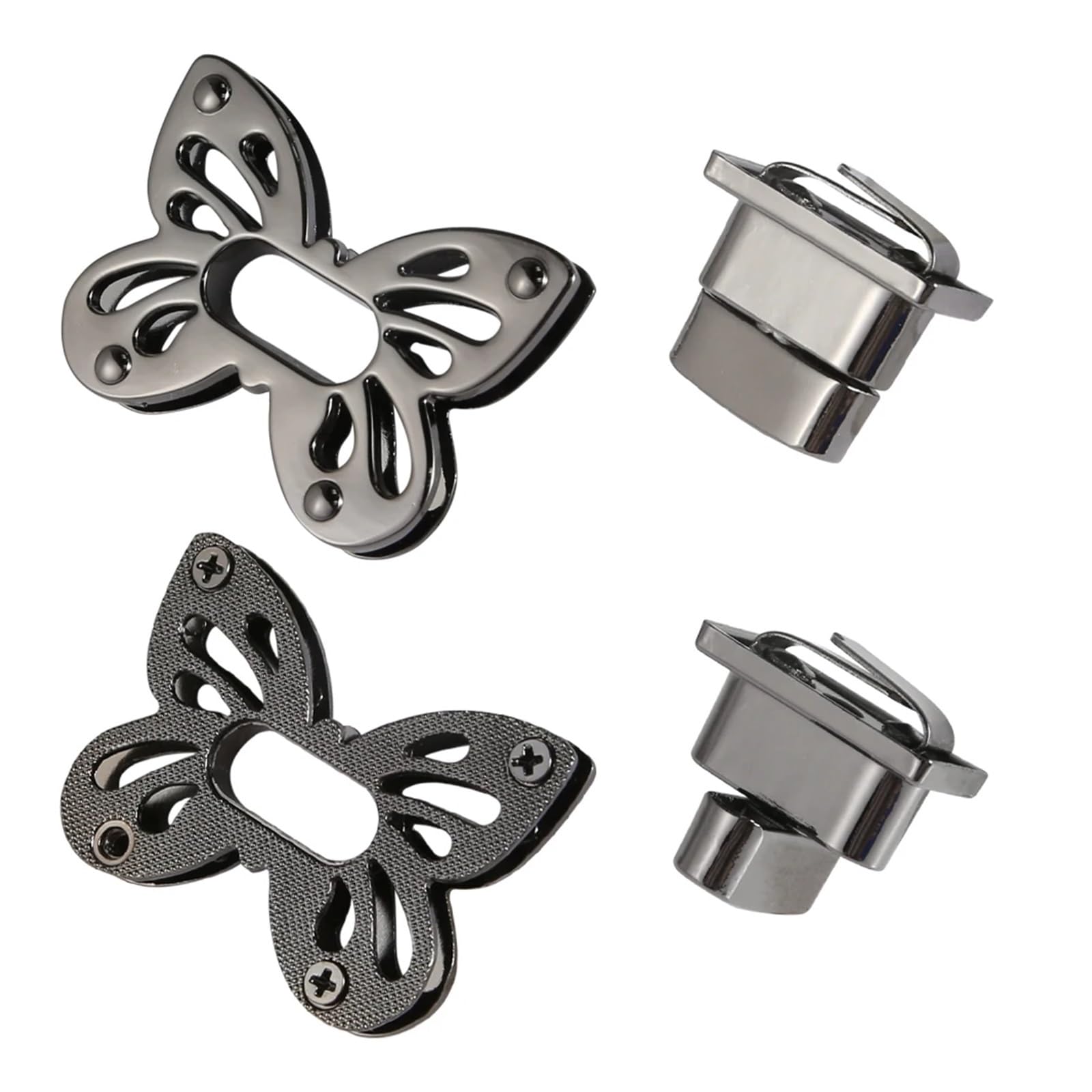 PVUVTNAHW 10PCS Metal Butterfly Turn Lock Twist Lock Clasp For Leather Craft Bag Handbag Shoulder Bag Purse(Gun)