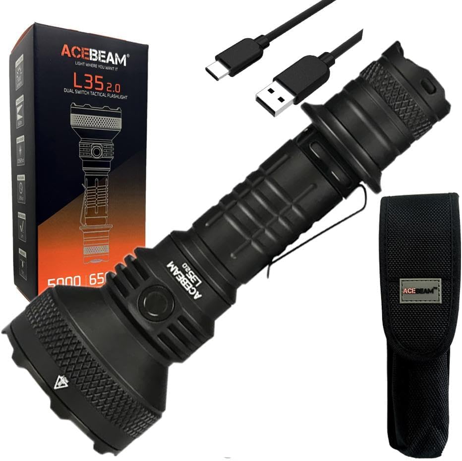 生活雑貨 ACEBEAM L35 Acebeam L35 2.0 Flashlight Black C-ree XHP70.3 HI LED w/Battery