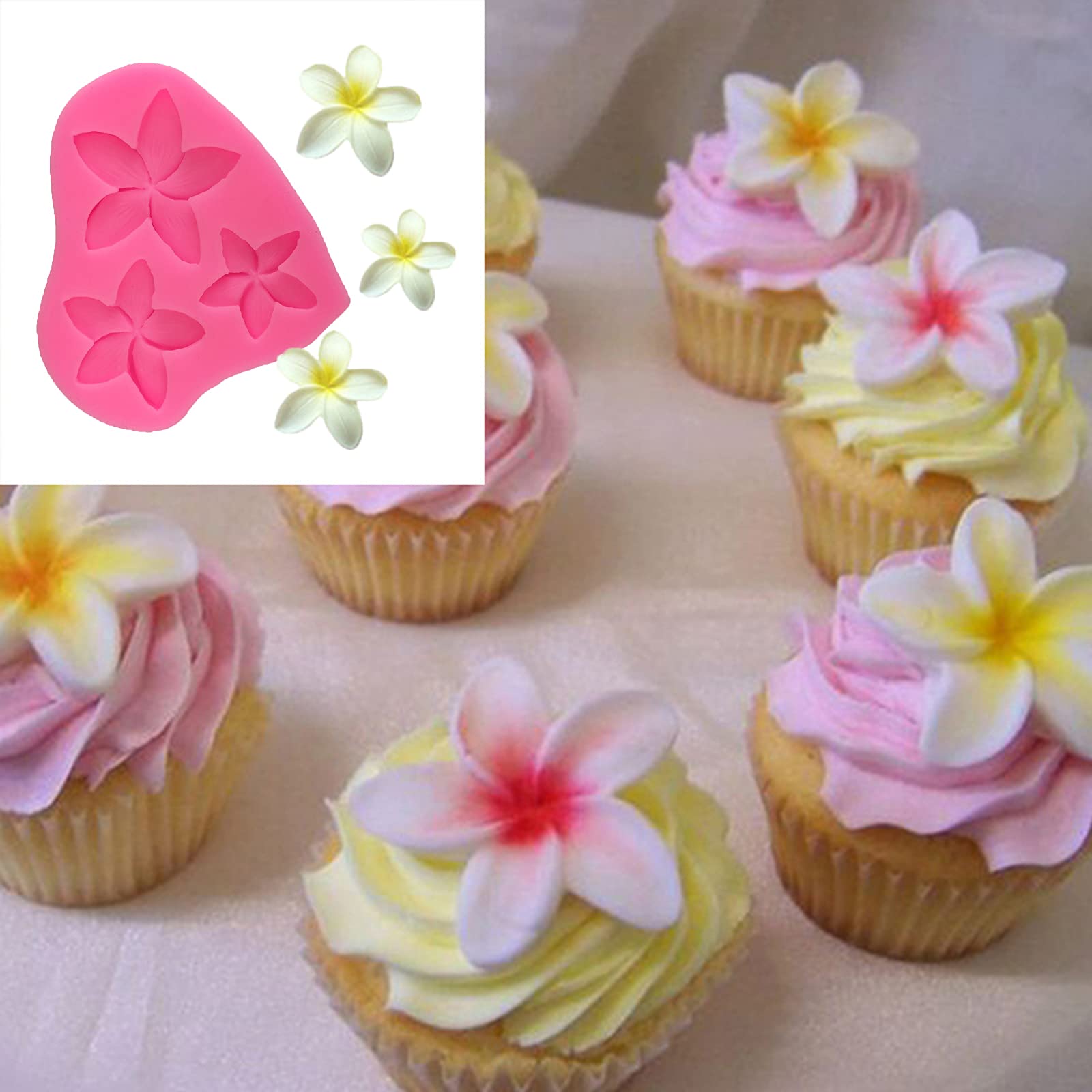 Frangipani - Moldes de silicona para decoración de pasteles, molde antiadherente para fondant, chocolate, caramelo, galletas, cupcakes, gelatina y arcilla polimérica