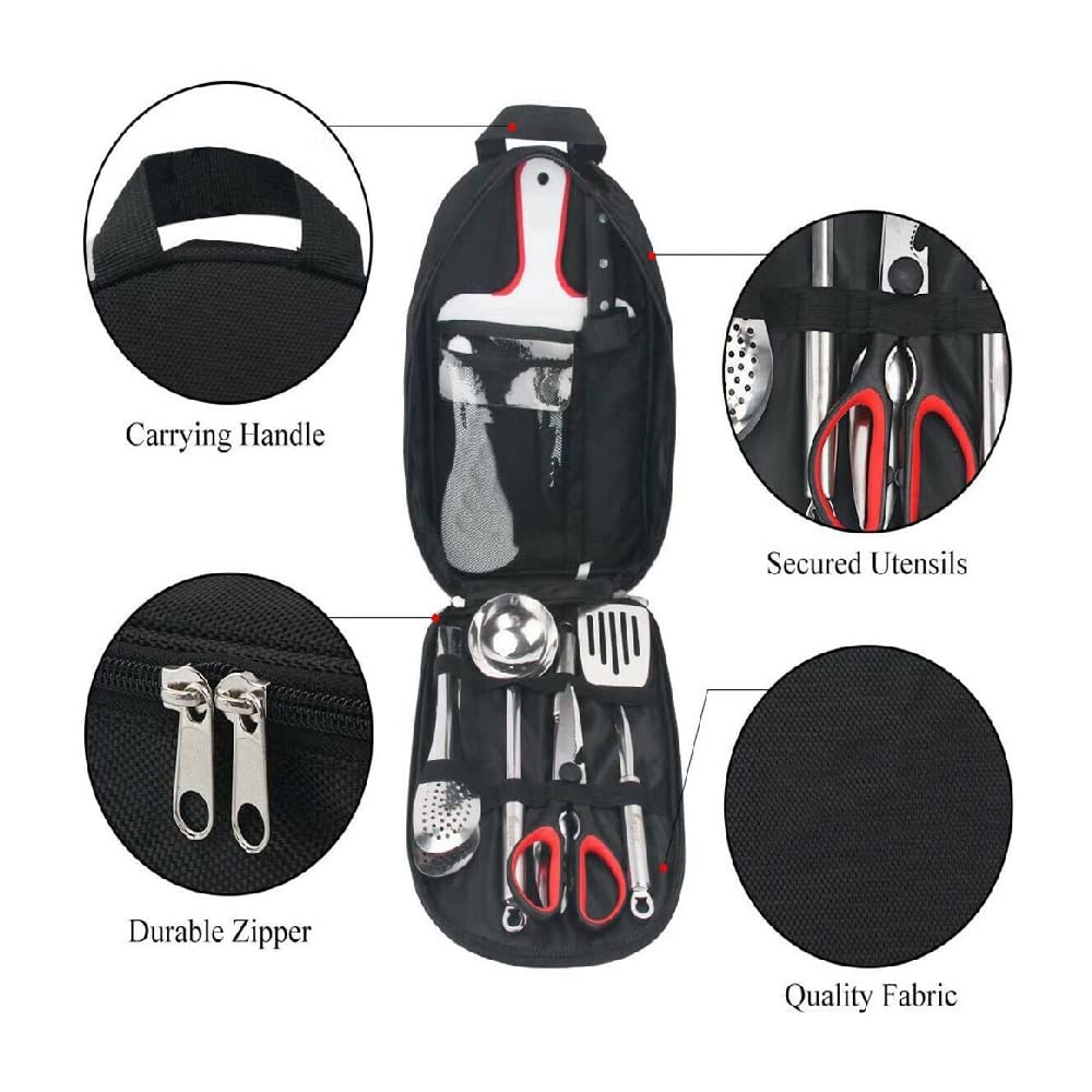 Confezione da 9 Strumenti per Barbecue Set per Barbecue Accessori per Barbecue Utensili Utensili per Cucinare da Campeggio all'aperto Set Utensili per Barbecue