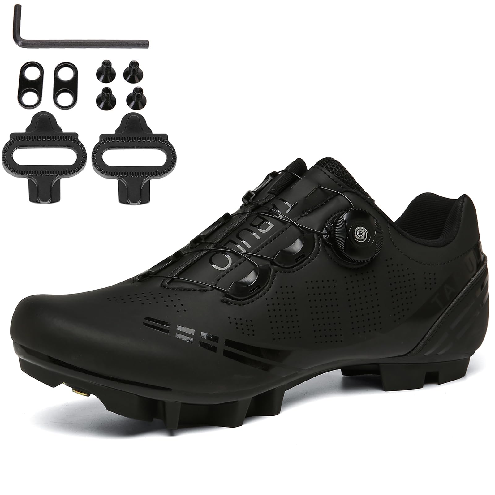 Chaussure Montagne VTT Homme, Chaussures De Cyclisme Légères Antidérapantes Compatibles avec Taquets SPD À 2 Boulons Chaussures De Verrouillage 2 Trous