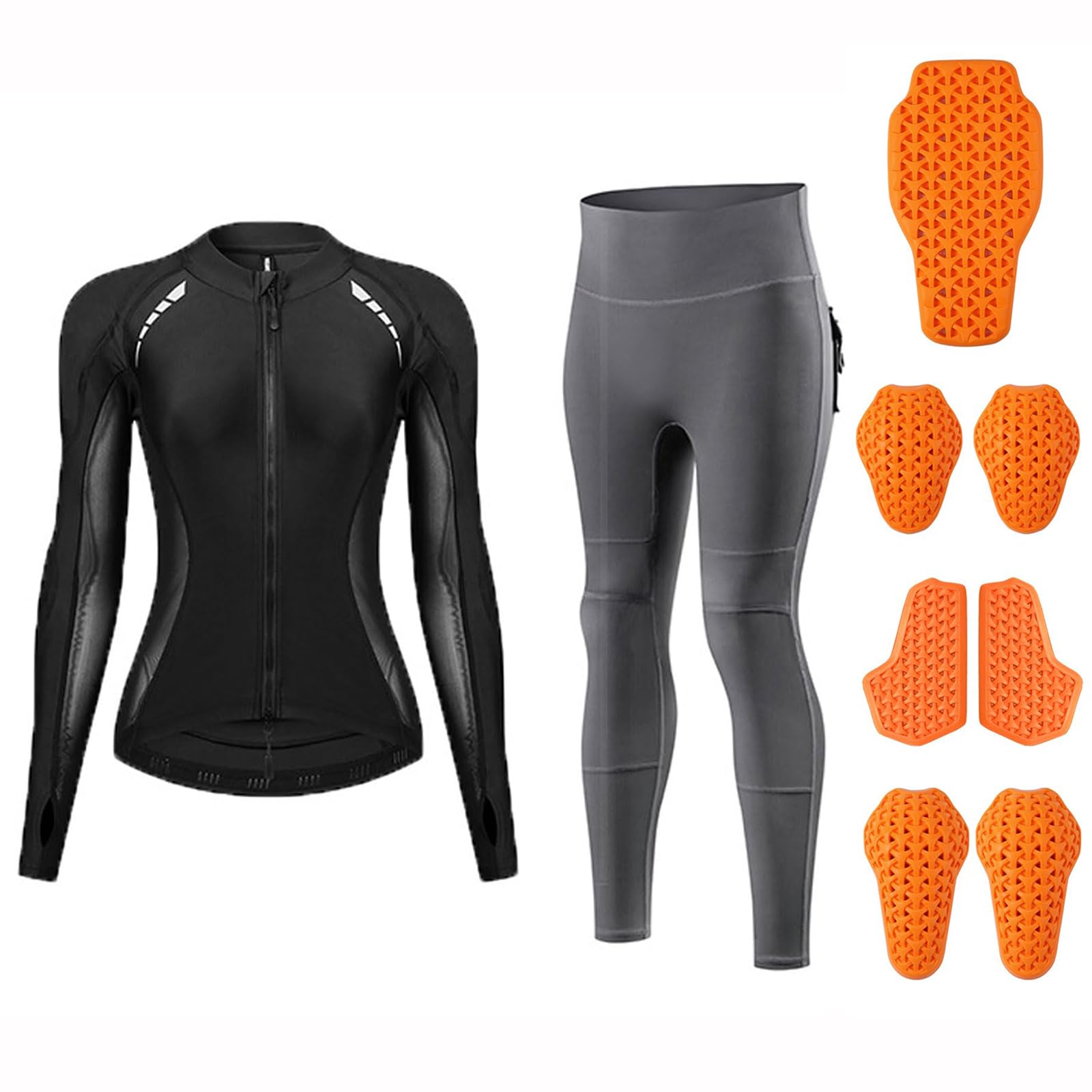 Giacca moto donna mesh armata, tuta protettiva traspirante set completo con protezioni CE rimovibili, leggings ad alta elasticità outfit versatile per moto palestra e yoga