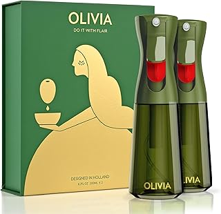 FLAIROSOL OLIVIA Oil Sprayer for Cooking, 2 Pack Green Glass Olive Oil S...