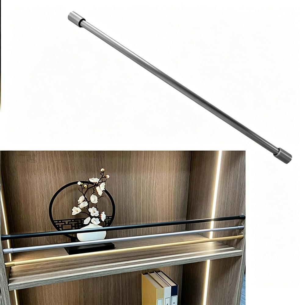 SVBVRFEEW Aluminum Guard Railing for Wood Shelves Rail Fence Anti-Fall Guardrail Bar Modern Shelf Guard Rails Round Tube Closet Front Fence Poles Decorative(Gray,50cm/19.7in)