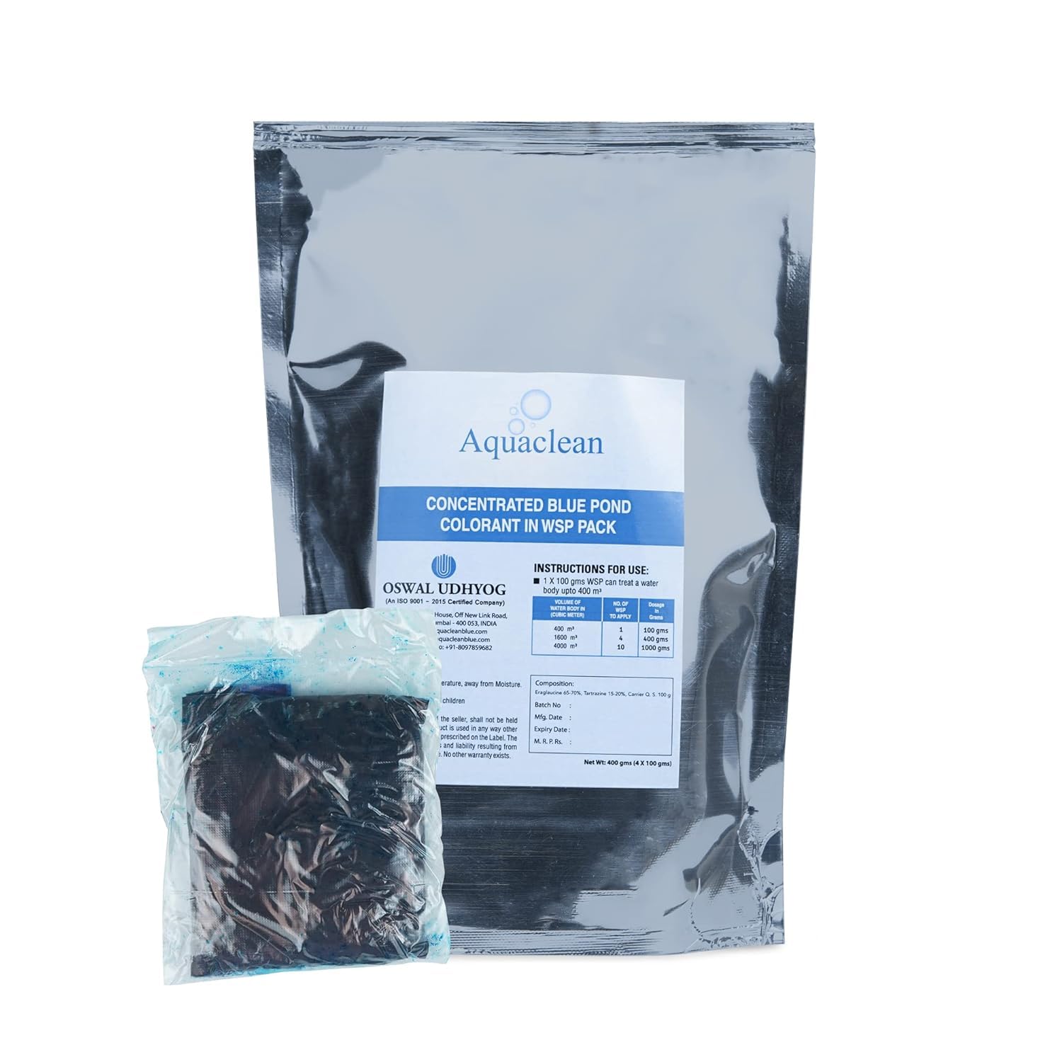 Oswal Udhyog Aquaclean Concentration Blue WSP Pond Colorant Dye for Large Ponds (400gm) 4