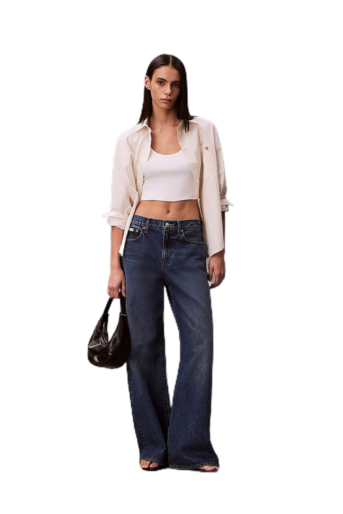 Kadın Wide Leg Indigo Jean