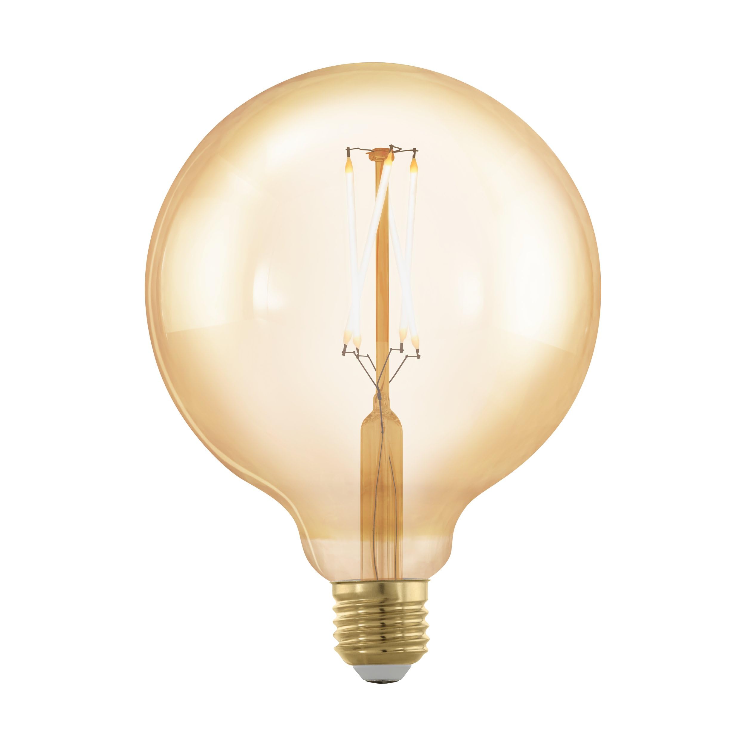Eglo E27 LED Globe, 3 Step dimmable Amber Vintage Filament Light Bulb, Edison lamp for Retro Lighting, 4.5 watt, Warm White Glow, 2200 Kelvin, G125 Ø 4.9"