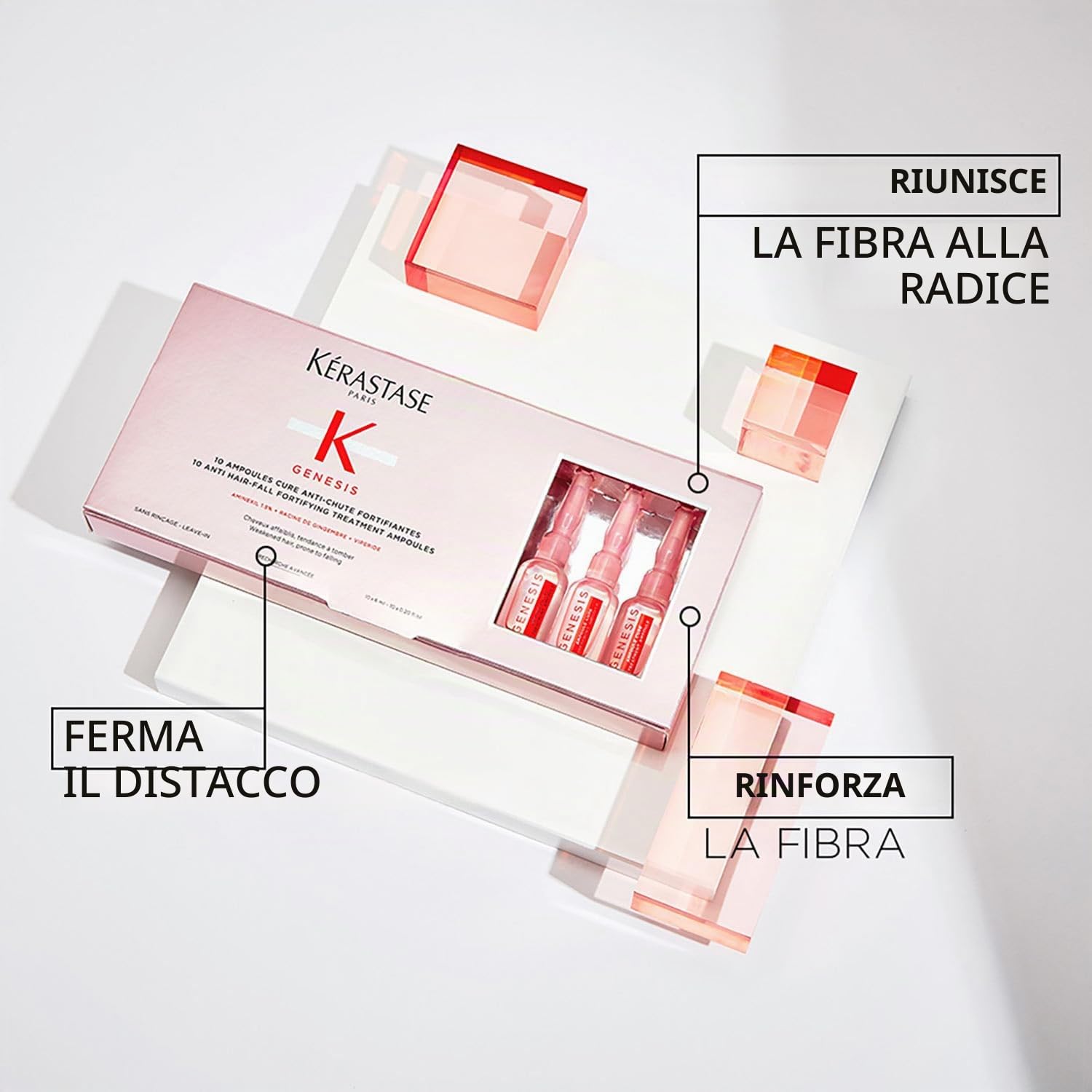 Kérastase, Genesis, Trattamento in Fiale Anti-Caduta & Anti-Rottura, Per Capelli Fragili, Anti-Chute Fortifiantes, Fiale 10x6 ml