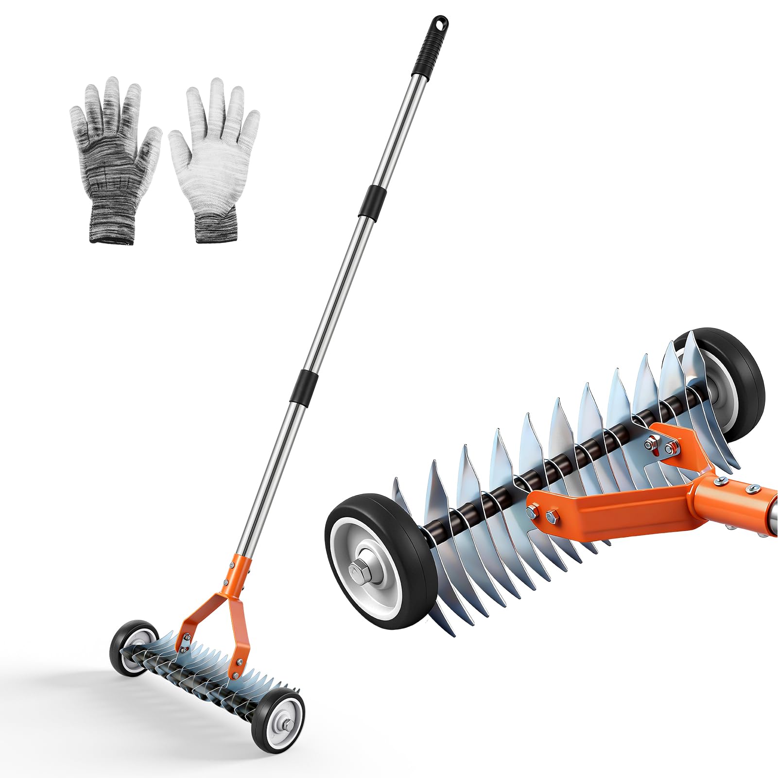 Scarifiers for Lawns, Lawn Scarifier with Twist Lock, Telescopic Wand Extends to 1.66m, Garden Leaf Rake, Thatch Rake for Lawn Scarifying, Moss Removal, Soil Leveller, Lawn Aeration