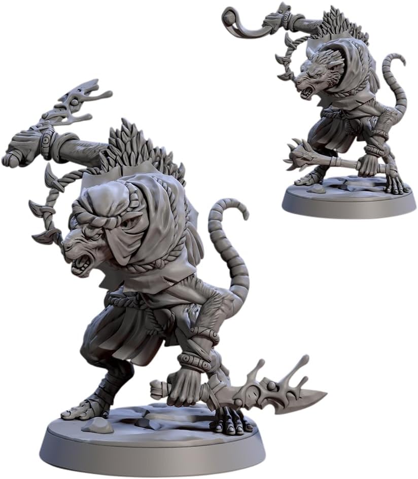 TYL Sandfang Ratkin Unpainted Miniature for War Gaming | RPG Scale Figures, Detailed Tabletop Board Game Accessories | Realistic Tabletop Miniatures (B, 32mm)