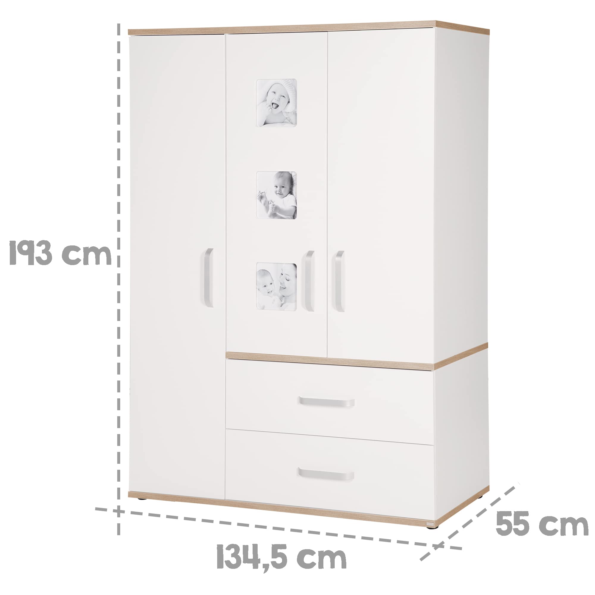 roba Kleiderschrank Weiss 134,5 x 55 x 193 cm