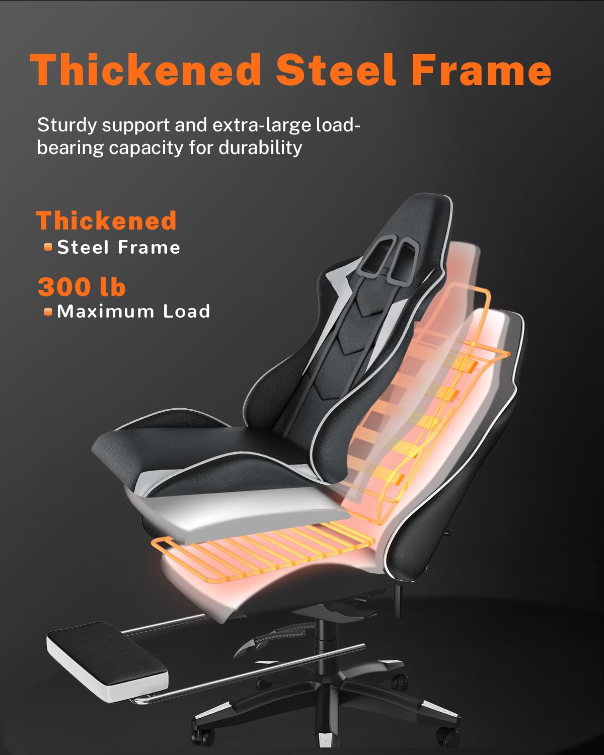Racingreat Sedia da gaming, ergonomica, per gamer, con cuscino lombare e poggiatesta, regolabile in altezza, sedia per computer, per ufficio, per adulti, ragazze e ragazzi (Con poggiapiedi,Bianco