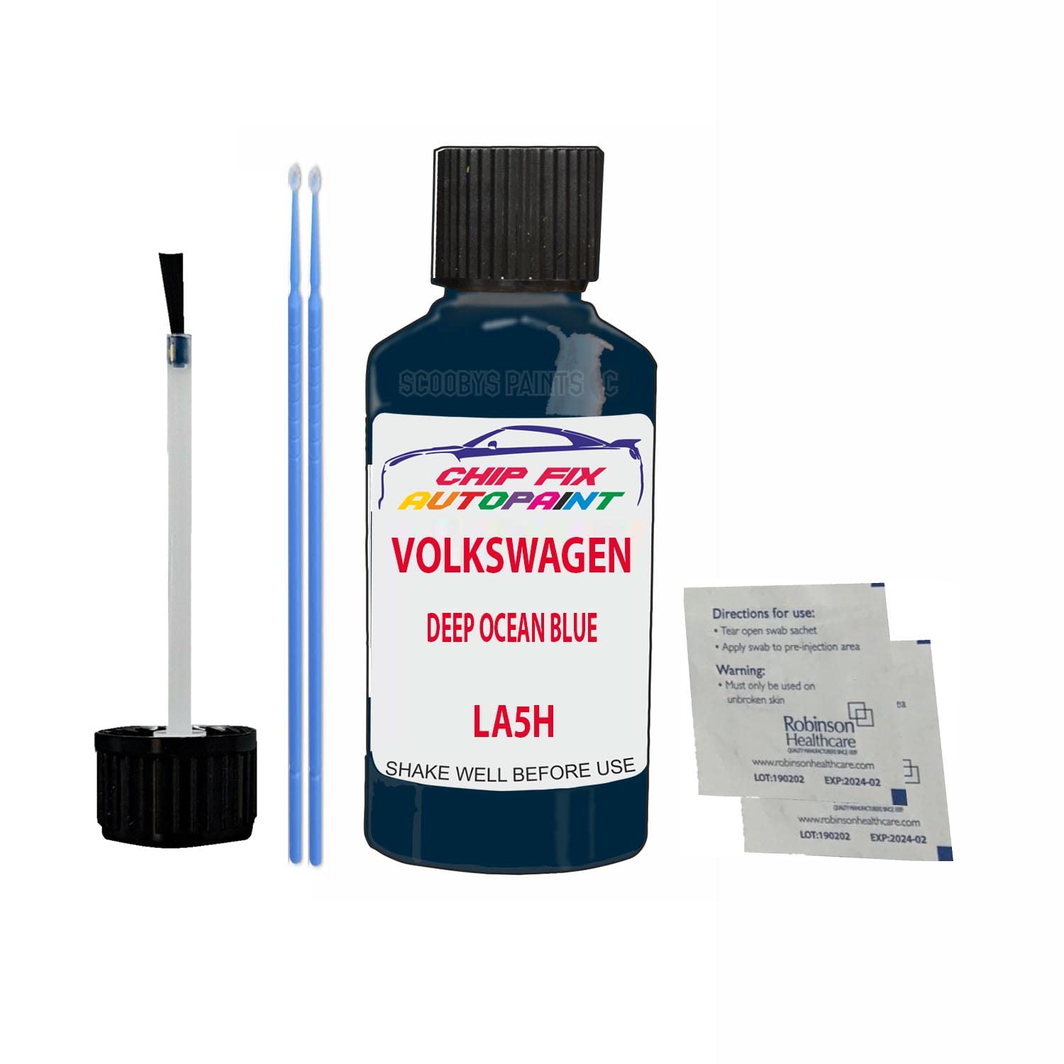Scoobys Paints Back In The Mix Deep Ocean Blue Touch Up Paint For Volkswagen/Vw T6 Van/Camper La5h 2011-2020 30Ml Bottle Brush Scratch Stone Chip Repair Pen