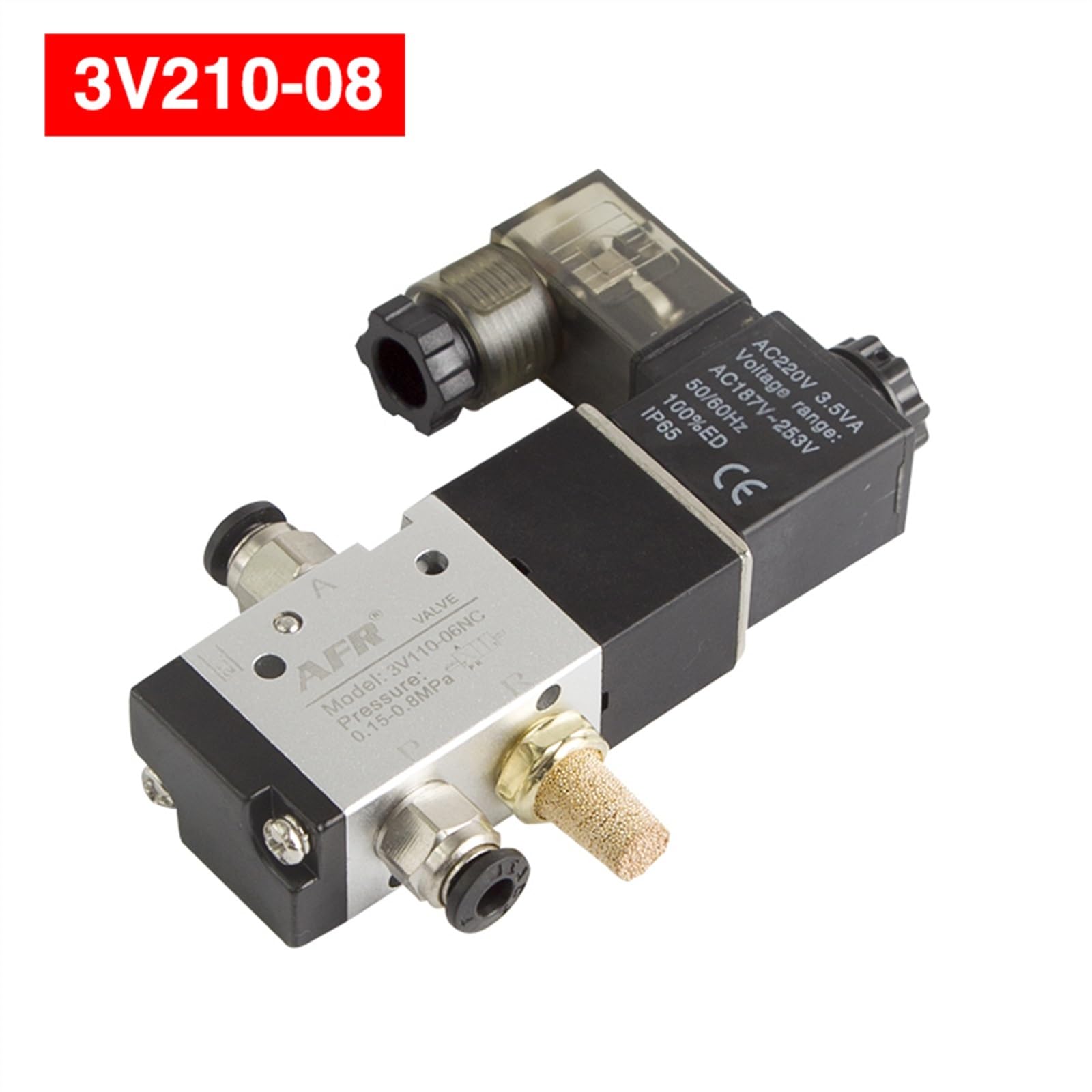 1 válvula solenoide 3V110-06 NO NC de 3 vías, Control Aire neumática, magnética Gas eléctrica, Cuerpo Aluminio, CC 12 V, 24, CA 110, 220(3V110-06 NO,AC 110V)