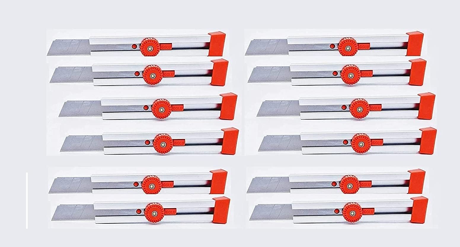 Definite Golu Heavy Duty Unbreakable Aluminum Metal Body Durable Cutter Blade 18 mm for Factory Home Office (Replaceable Blades) (Pack of 12 Cutters)