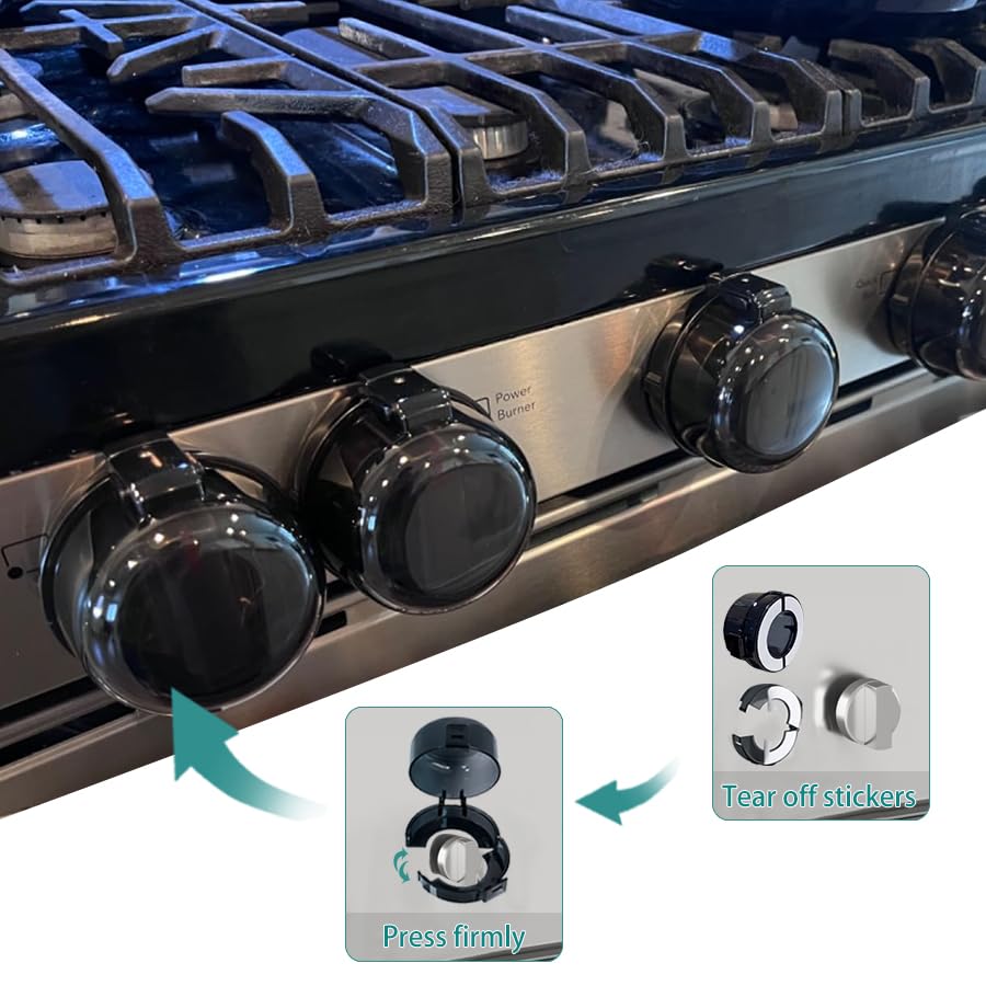 Stove Knob Safety Covers & Gas Stove Knob Locks Childproof Oven Lock 5 Pack | Heat-Resistant ABS Stove Locks Child Safety/pet Safety Fit Knob Covers