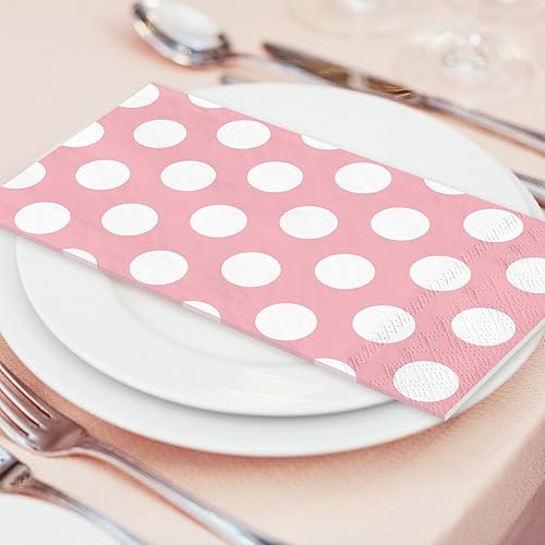 Miniatura 6 de Whaline Servilletas de papel para invitados, color rosa y blanco, 3 capas, desechables, servilleta de mano, toalla para suministros de fiesta,