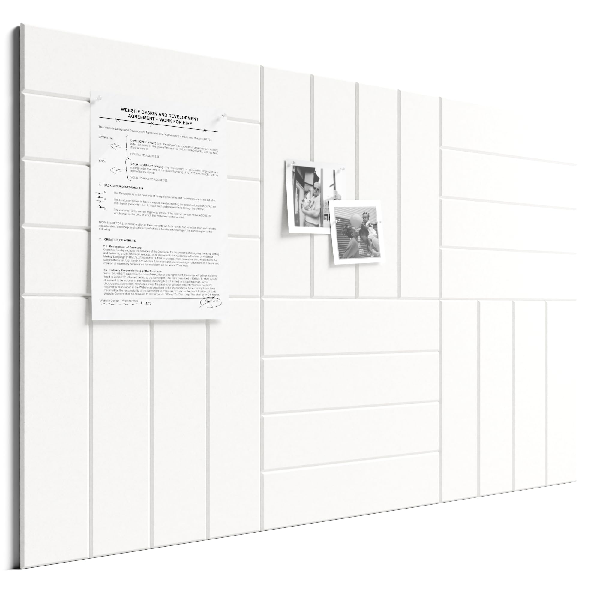 Bumusty Large Cork Board Alternative-36 x 24" Felt Bulletin Board Tiles, with 30 Pushpins, 40 Adhesive Tabs, 6-Pack Slat Wall Paneling, Cork Boards for Office Push Pin Board Felt Board-Milky White — image 1