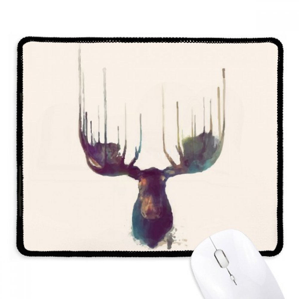 DIYthinker Reindeer Animal Head Artistic Effect Colourful Non-Slip Mousepad Game Office Black Titched Edges Gift