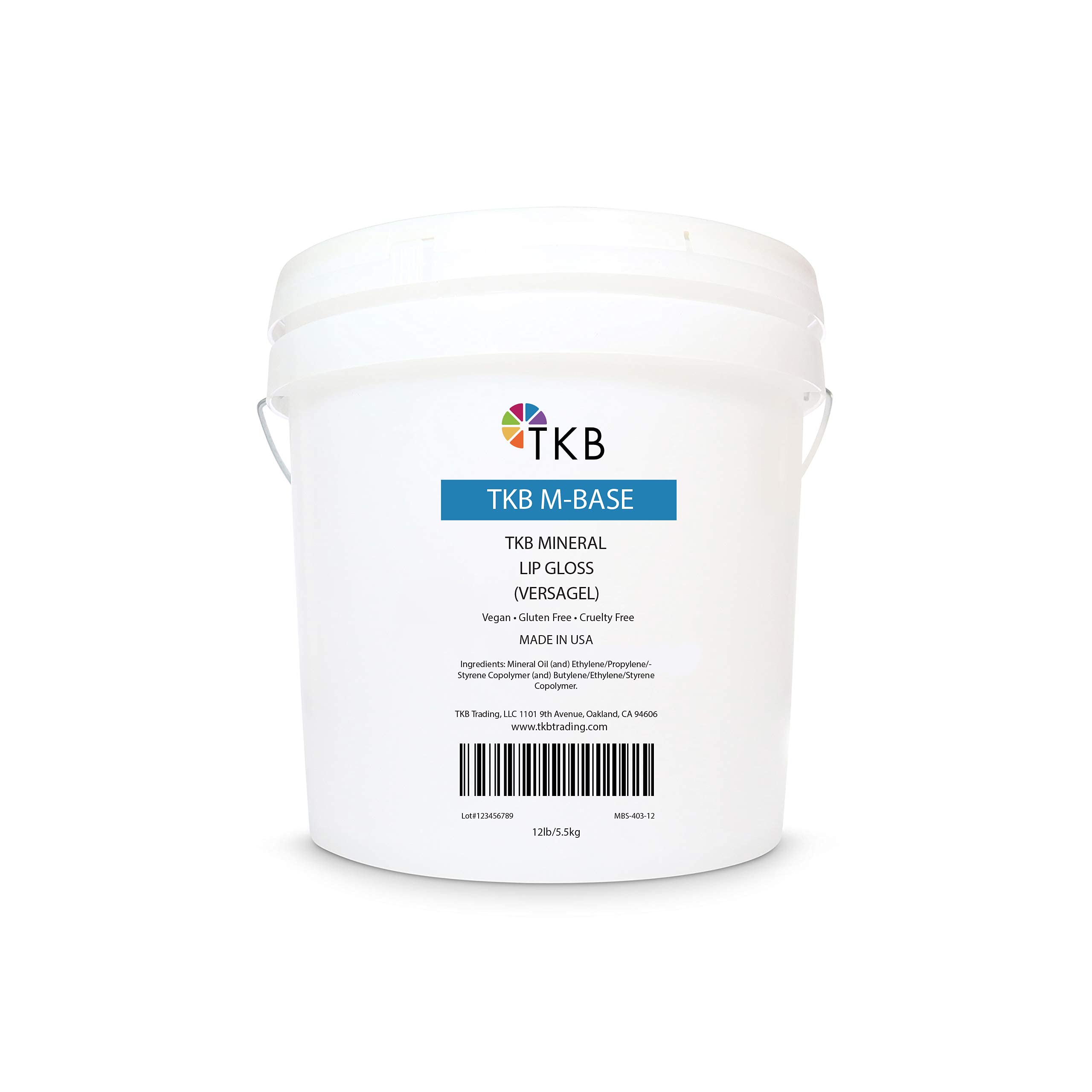 TKB Mineral Lip Gloss (M-Base) | Clear Versagel Base for DIY Lip Gloss, Made in USA (12lb (5.5 kg))