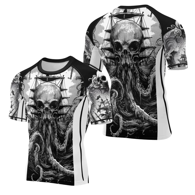 Kraken Compression Shirt Short Sleeve Baselayer Skins Rash Guard for MMA BJJ Jiu Jitsu