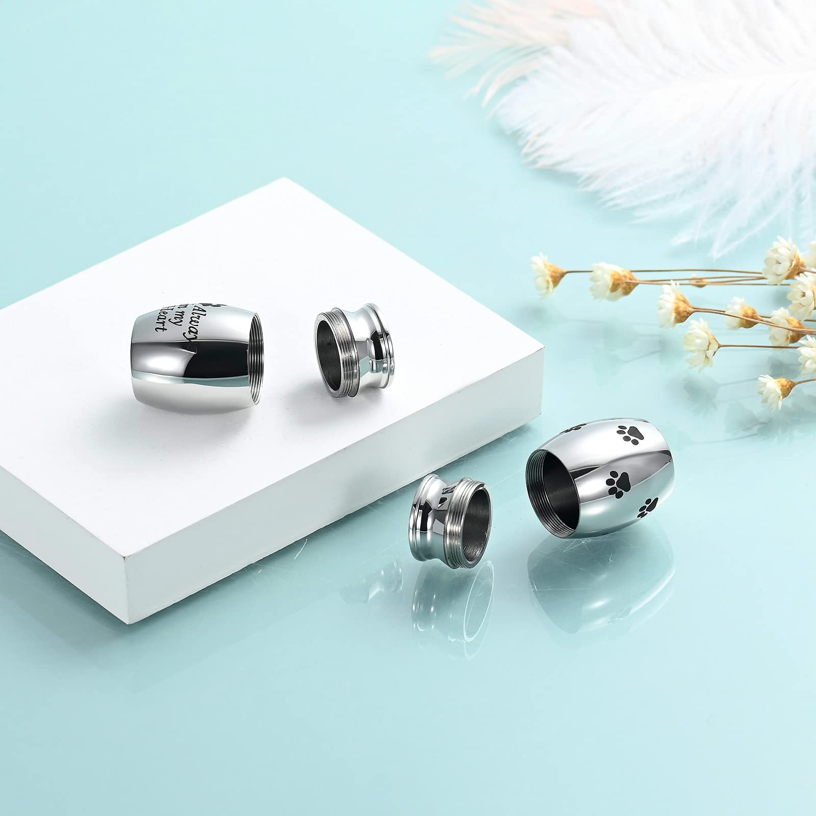 Urna piccola per cremazione – Keepsake per cenere umana o animale domestico – Mini supporto per urna Memorial (2 pezzi, argento, animale)