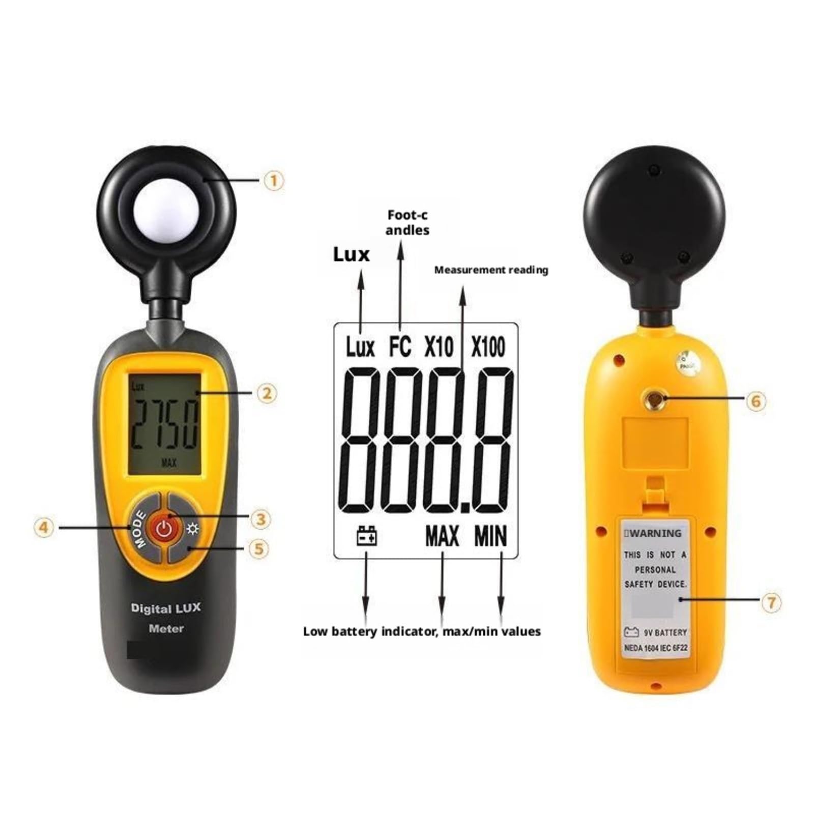 Medidor de luz, Medidor de Lux Alta precisión HT-92 200.000, probador iluminancia Digital