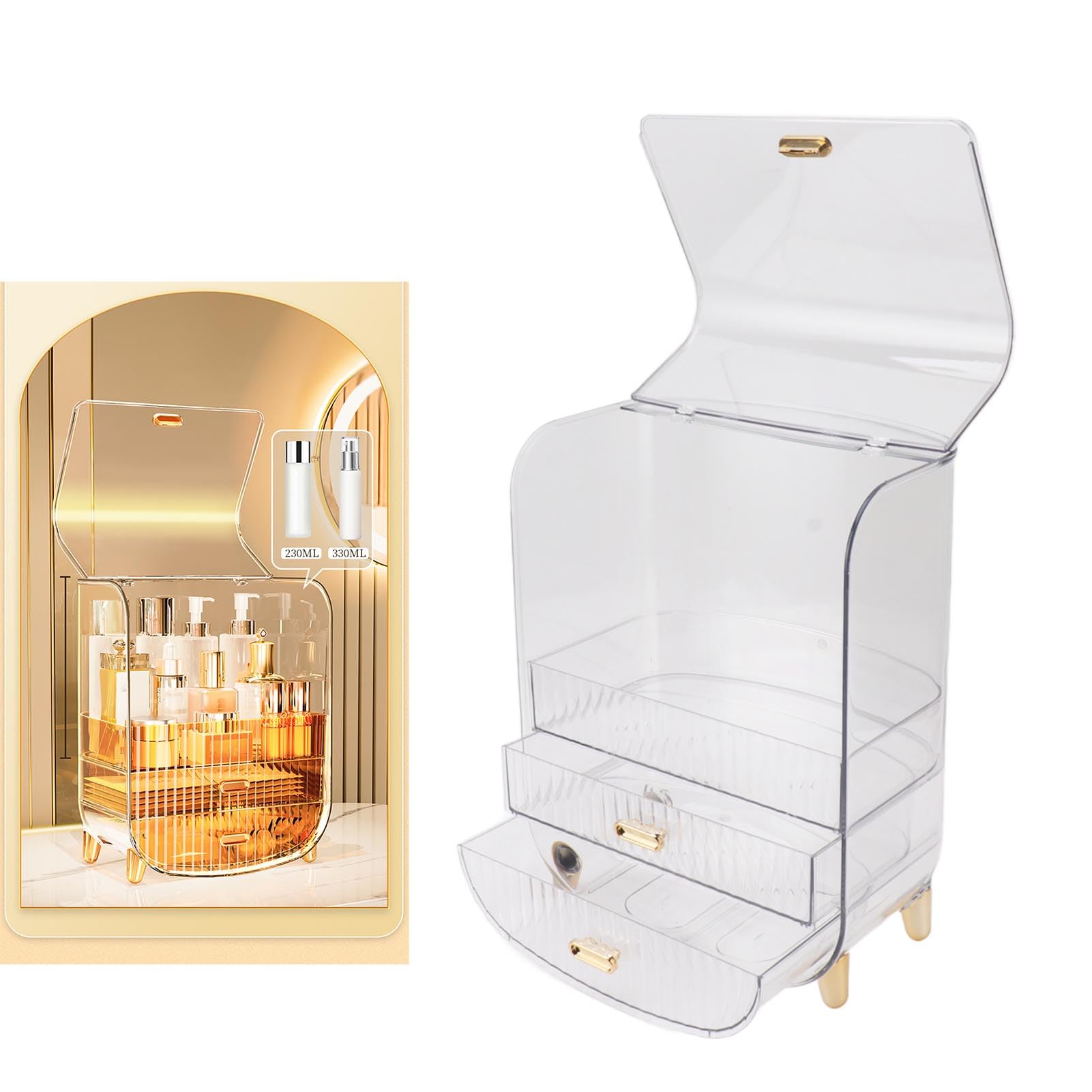 Estuche Organizador de Belleza para Almacenamiento de Cosméticos para el Hogar y el Dormitorio con Material PET Duradero y Cajones de Gran Capacidad (claro)