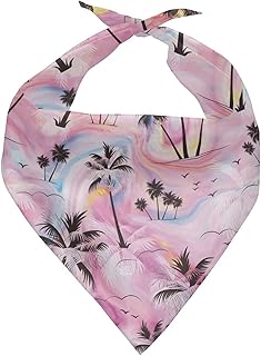 KEIAHUAN Coconut Tree Tie Dye Dog Bandana Scarf Washable Triangular Bibs Pet Adjustable Washable Kerchief Hawaii Dog Bandana for Small and Large Dogs