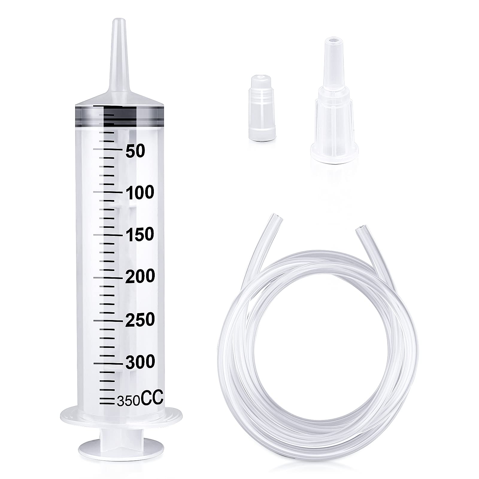 150/250/350/550 ml Large Capacity Syringe, Reusable Liquid Plastic Syringe with Tube for Liquids, Oil or Glue Applicator, Pet Feeding, Plant irrigation Labor&Science Use (350ml)