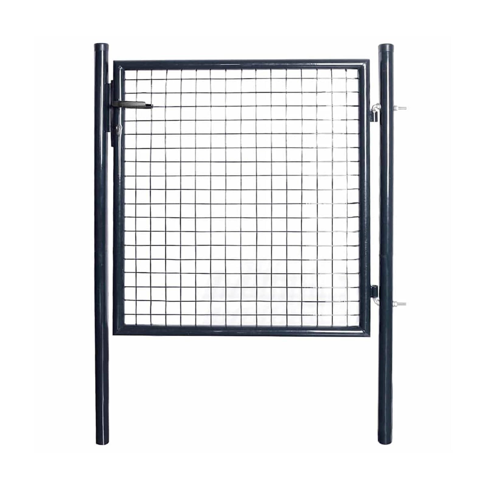 JFBLSD Galvanised Steel Mesh Garden Gate, 100 x 150 cm, Rustproof with Posts, Lockable with Lock, Ideal as a Yard Gate, Fence Gate or Gate for Security and Privacy