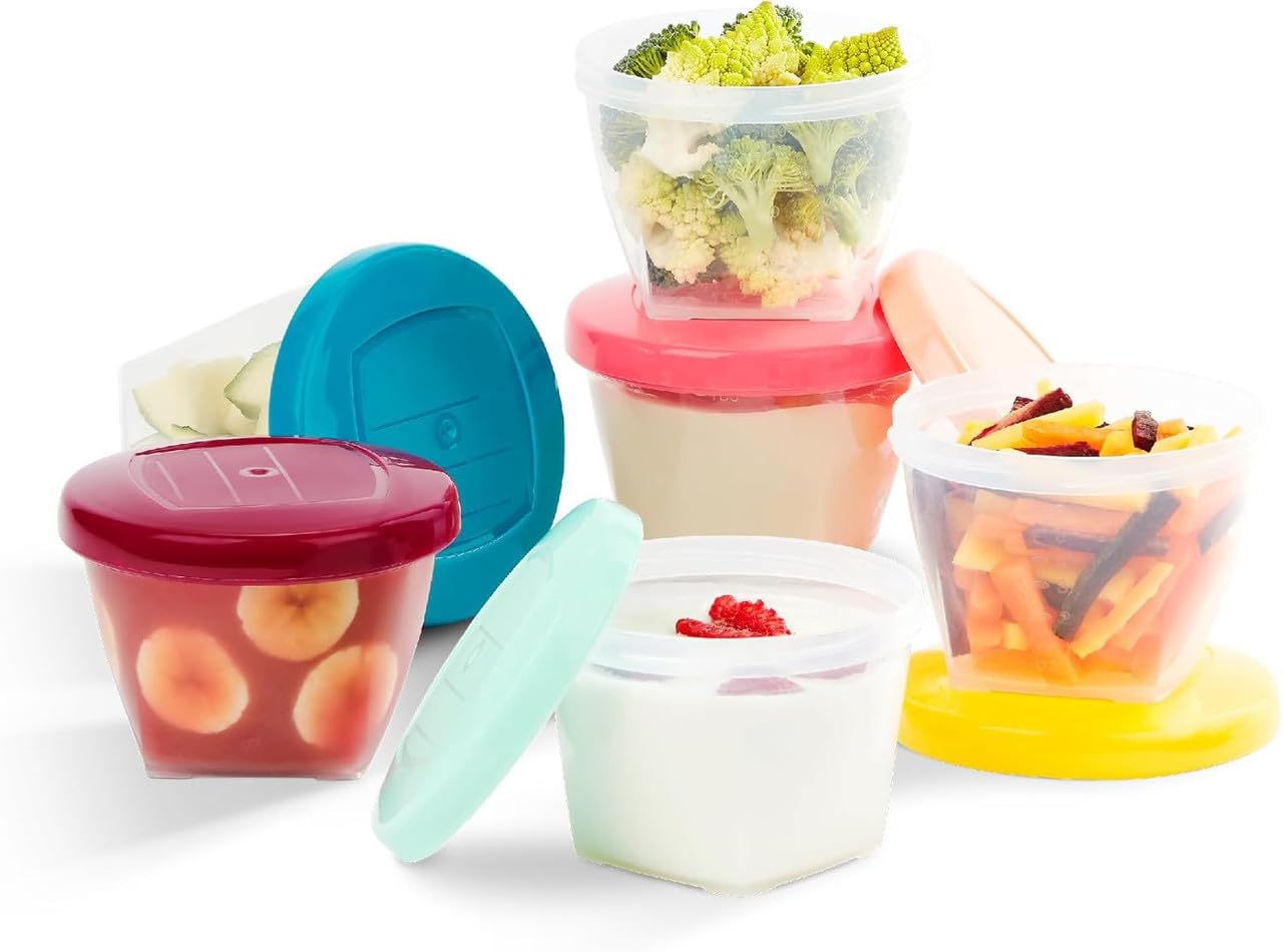 ARIXO Baby Food Storage Containers Set 250ml Each, Pack of 6– BPA-Free Freezer Safe Reusable Baby Feeding Bowls with Writable Lids for Puree, Fruits, Snacks – Microwave & Dishwasher Safe - Multicolour-image-49