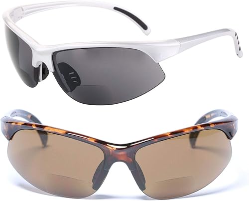 Mass Vision 2 pares de lentes de sol bifocales de lectura para deportes al aire libre para hombres y mujeres