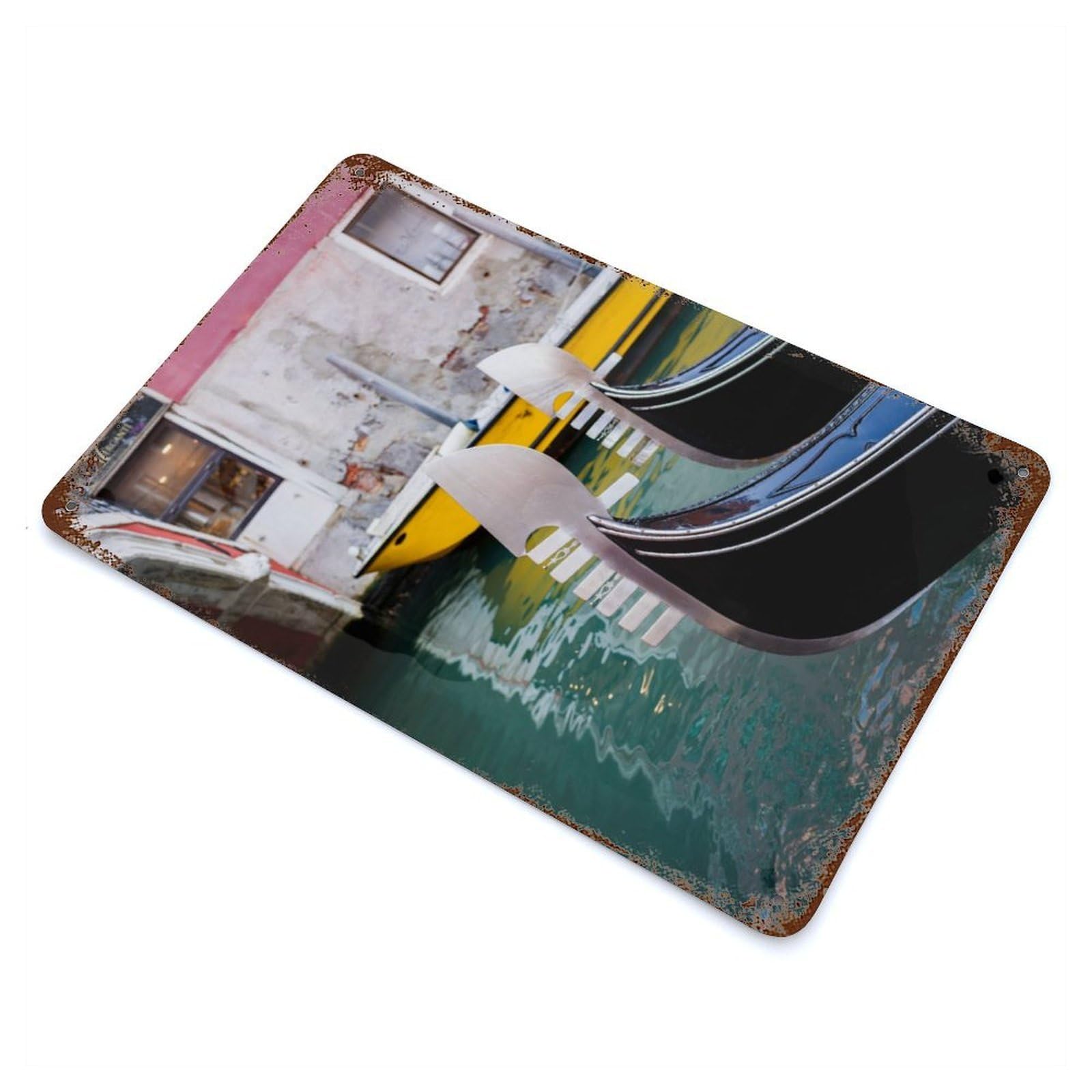 Garage Style Gondola Prows Venice Rusty Metal Tin Sign 11.8"x7.9", Industrial Home Decor for Bar And Workshop