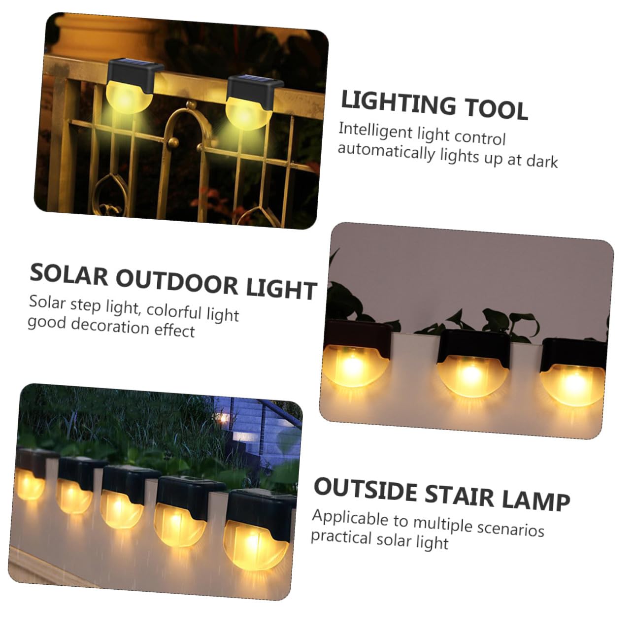 Luci Solari da Gradino LED Ip55 Nere 4 Pezzi per Esterni