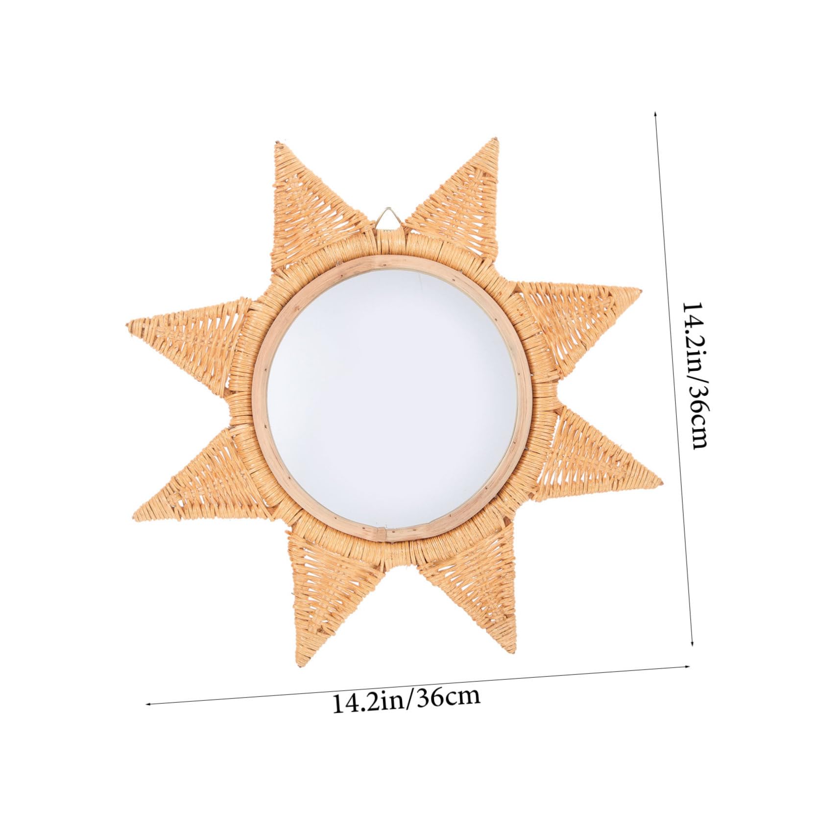 GALPADA Rattanspiegel für Wand Großer Dekorativer Kosmetikspiegel Badezimmerspiegel Schminkspiegel aus Rattan Wandspiegel-Ornament für Zuhause Studentenwohnheim Büro