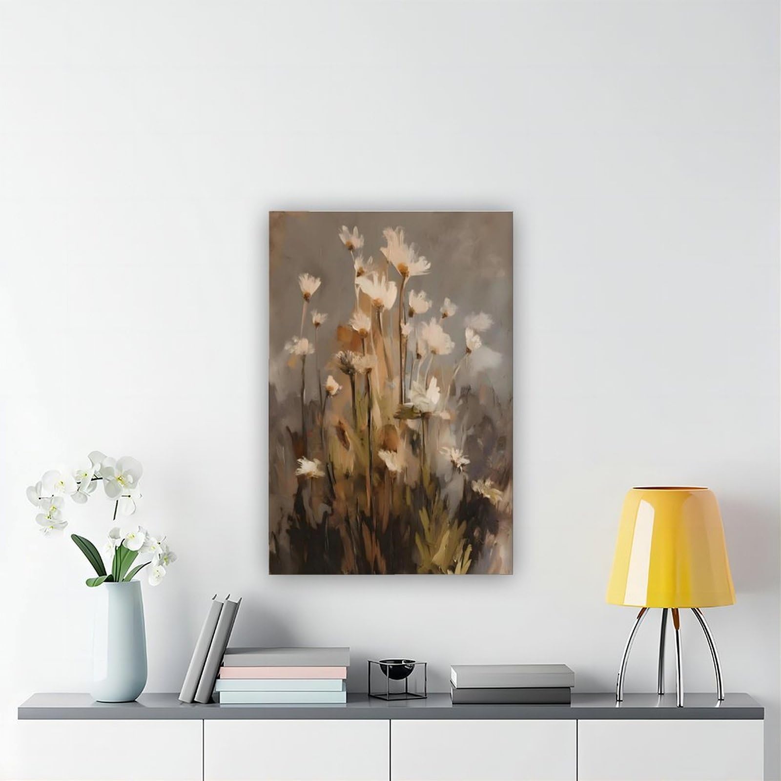 Wandkunst, Leinwandposter, Motiv: neutrale Wildblume, Schlafzimmer, Landschaft, Büro, Raumdekoration, Geschenk, 50 x 75 cm