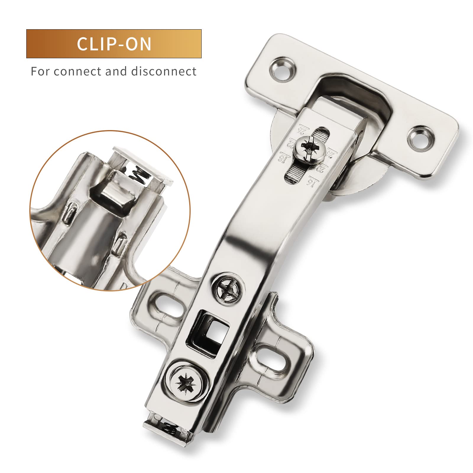 Furniware 2 Pièces Recouvrante Charnière Porte Cuisine, Angle D'ouverture 110 ° Réglable Avec Ressort Hydraulique Charnières D'armoire De Cuisine Charniere Porte Placard