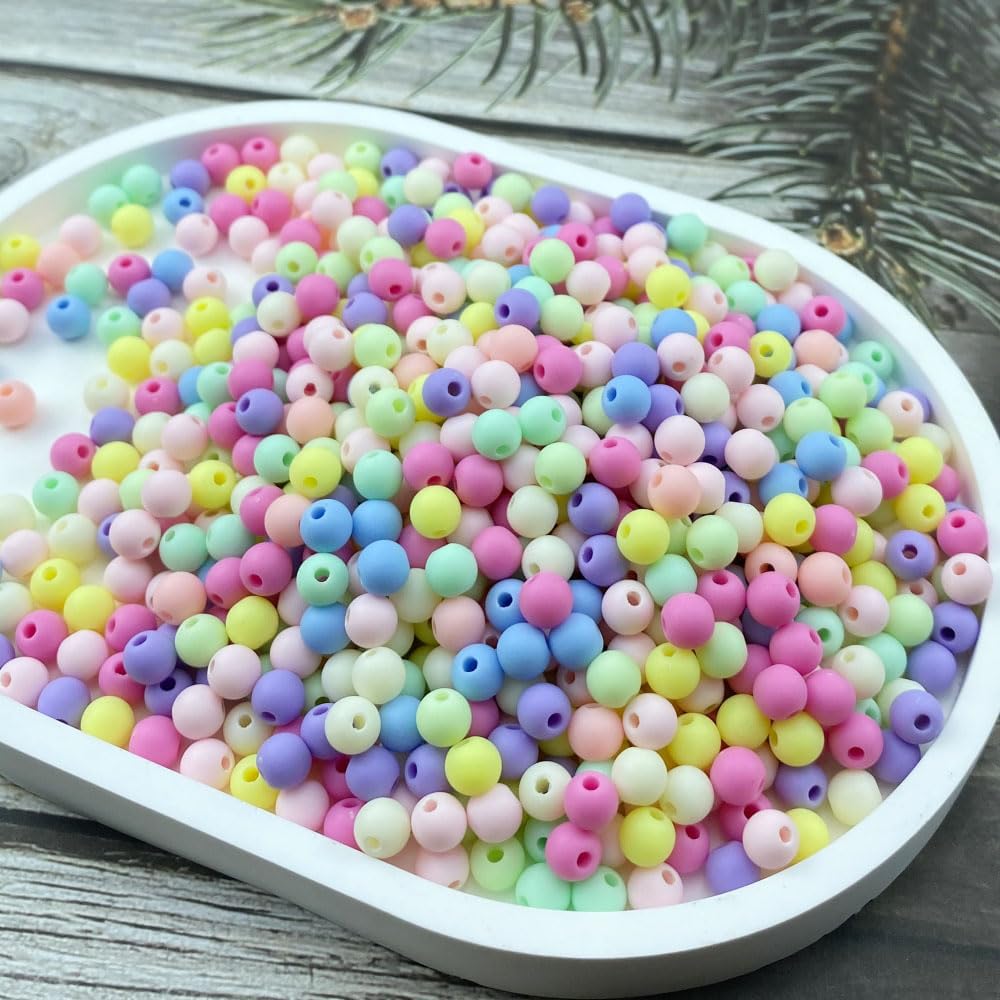800 Pieces 6mm Acrylic Round Pastel Beads Candy Color Frosted Plastic Spacer Beads for Jewelry Making Earring Bracelet Necklace Home Decoration - Image 2