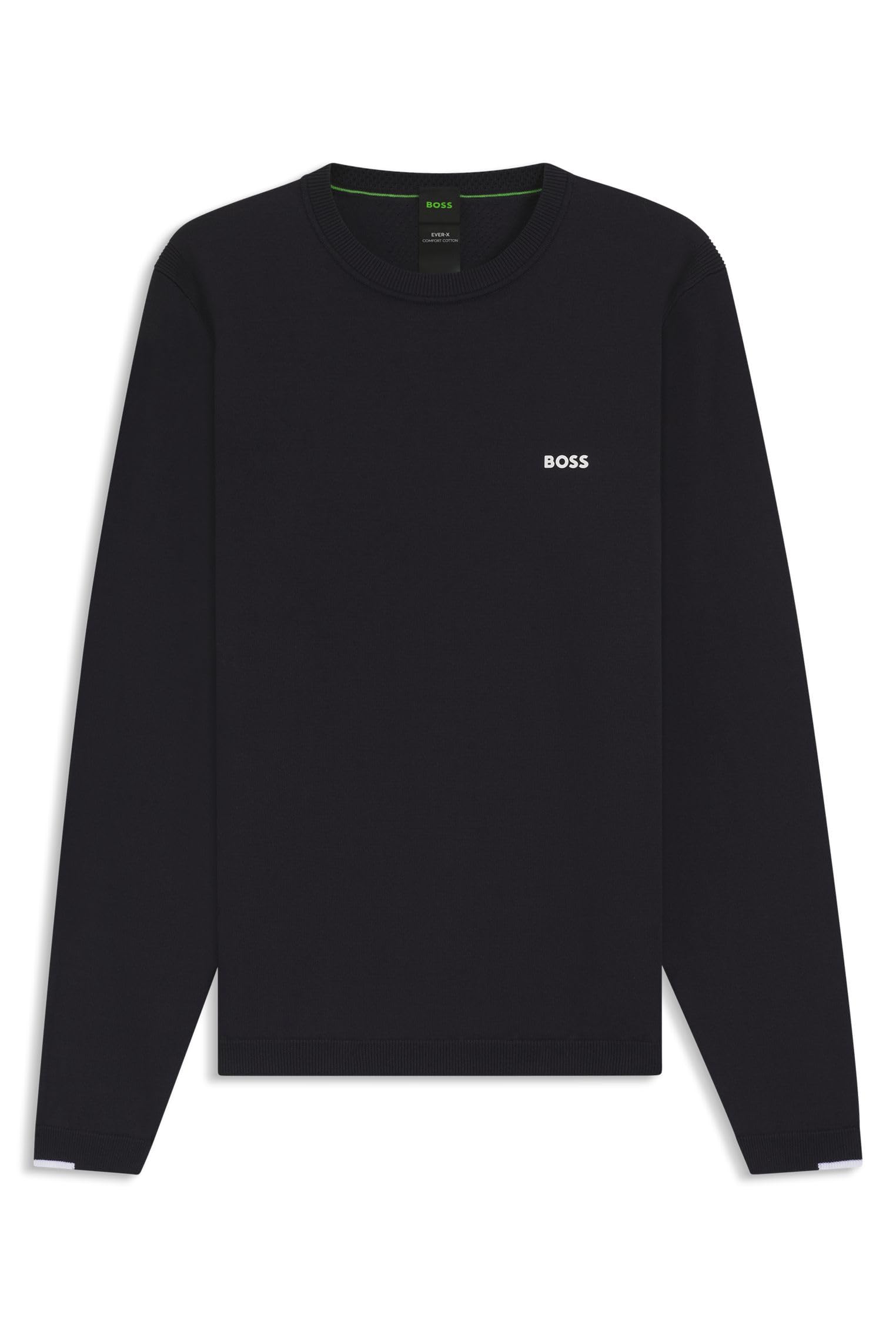 Hugo Boss (M, Dark ) Mens Ever-X Crew Neck Sustainable Cotton Pull Over Sweater Blue