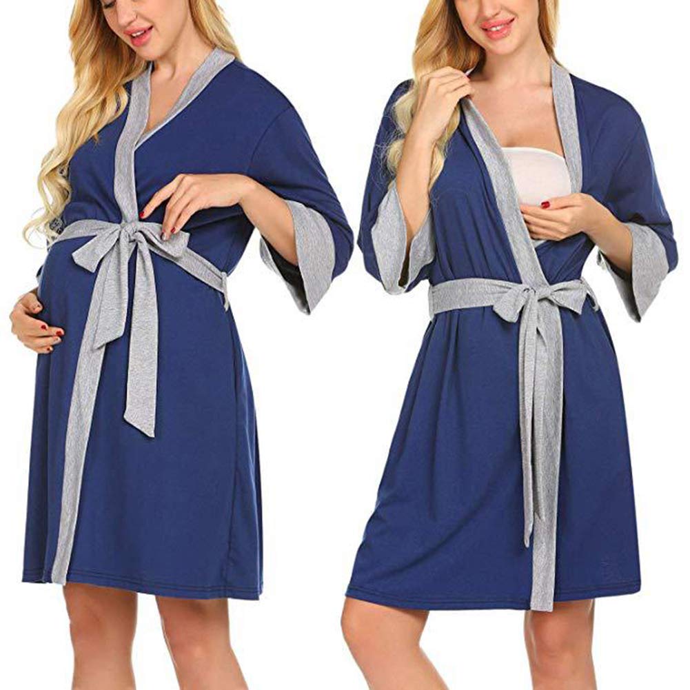 Robe d'allaitement de maternité 3 en 1 Peignoirs d'allaitement pour hôpital