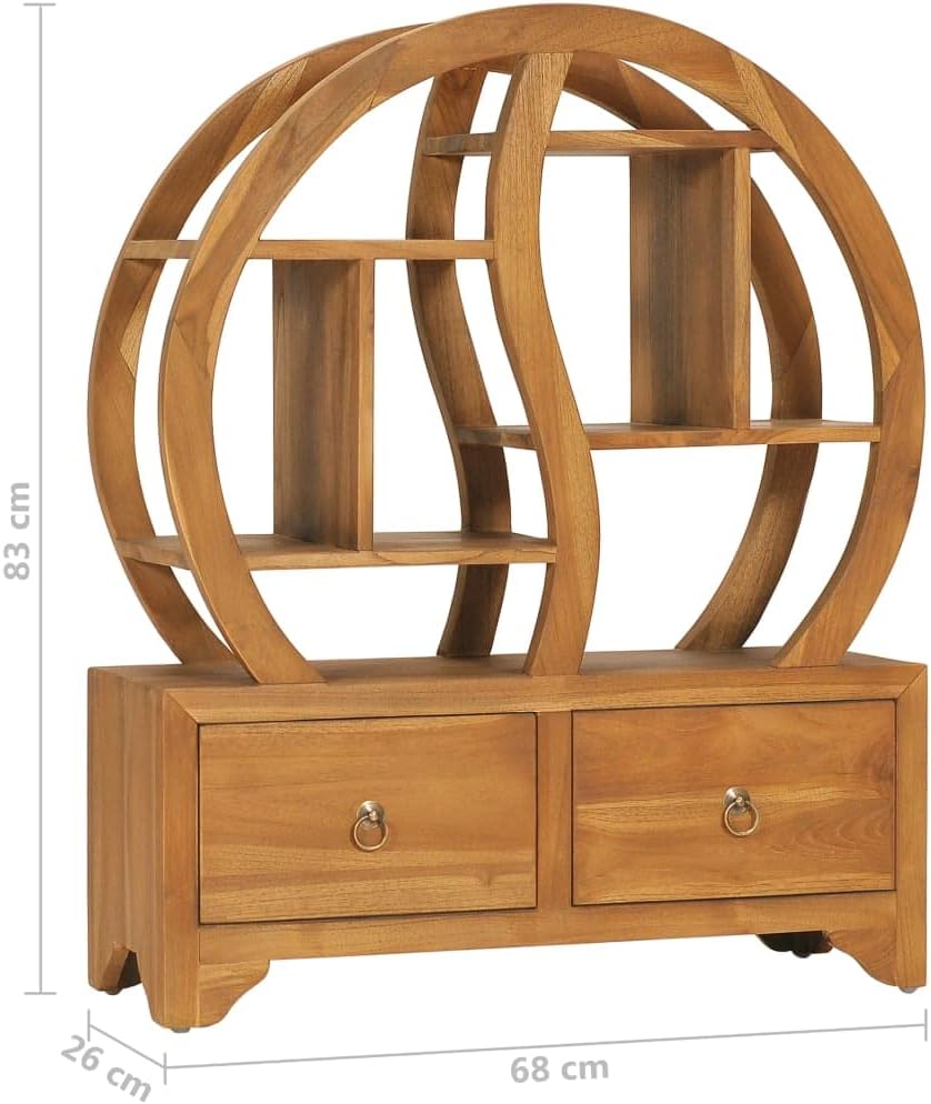 Solid Teak Wood Yin Yang Cabinet with Shelf for Living Room Storage and Display, 4 Drawers and Shelves for Organizing Essentials, Durable Construction and Classic Design