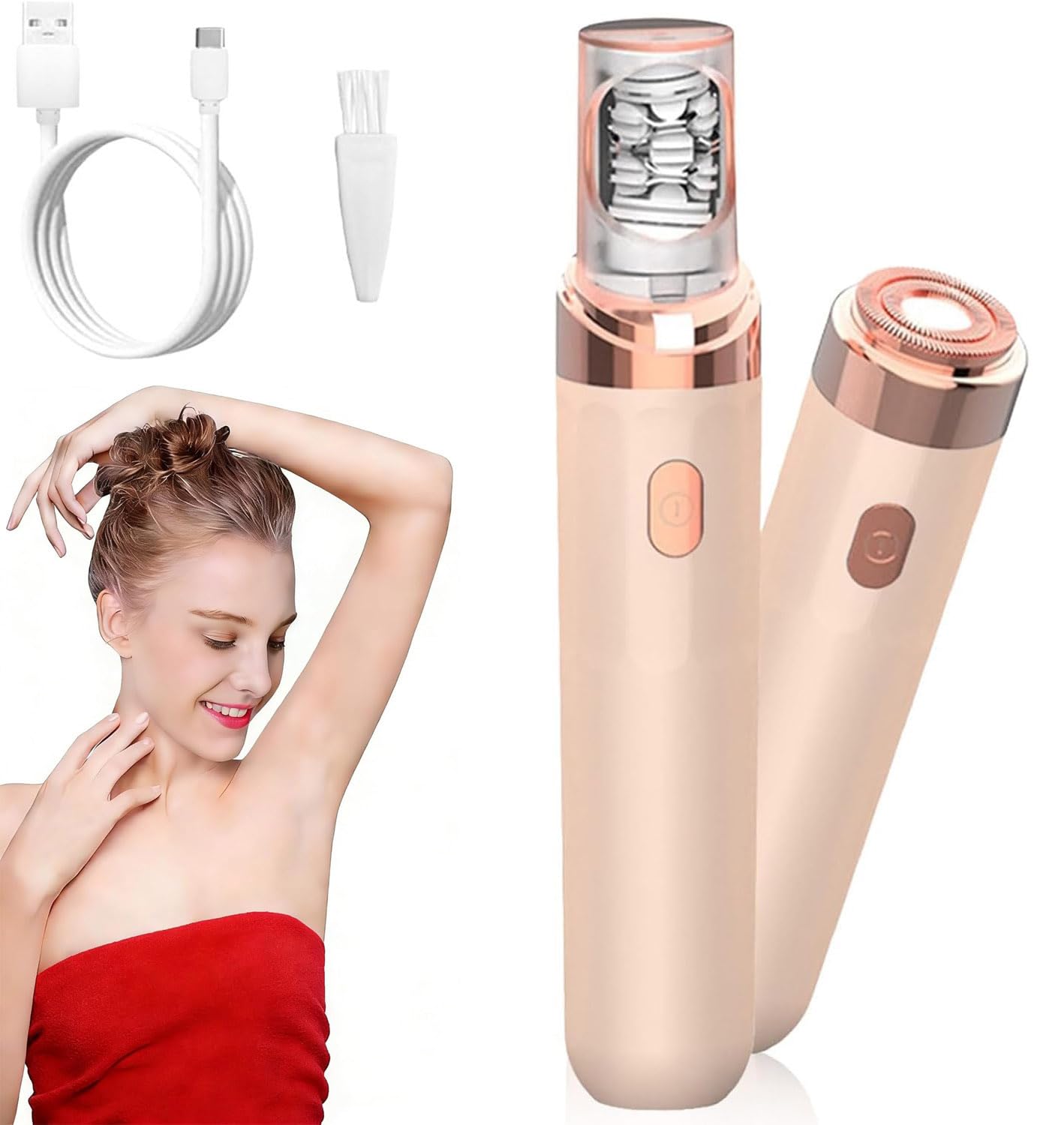 Depiladora Facial Mujer - Depiladora Facial EléCtrica Recargable 2 En 1 Con Luz Led, DepilacióN Precisa E Indolora Para Una Piel Suave En Rostro, Barbilla Y Labio Superior (Rosa)