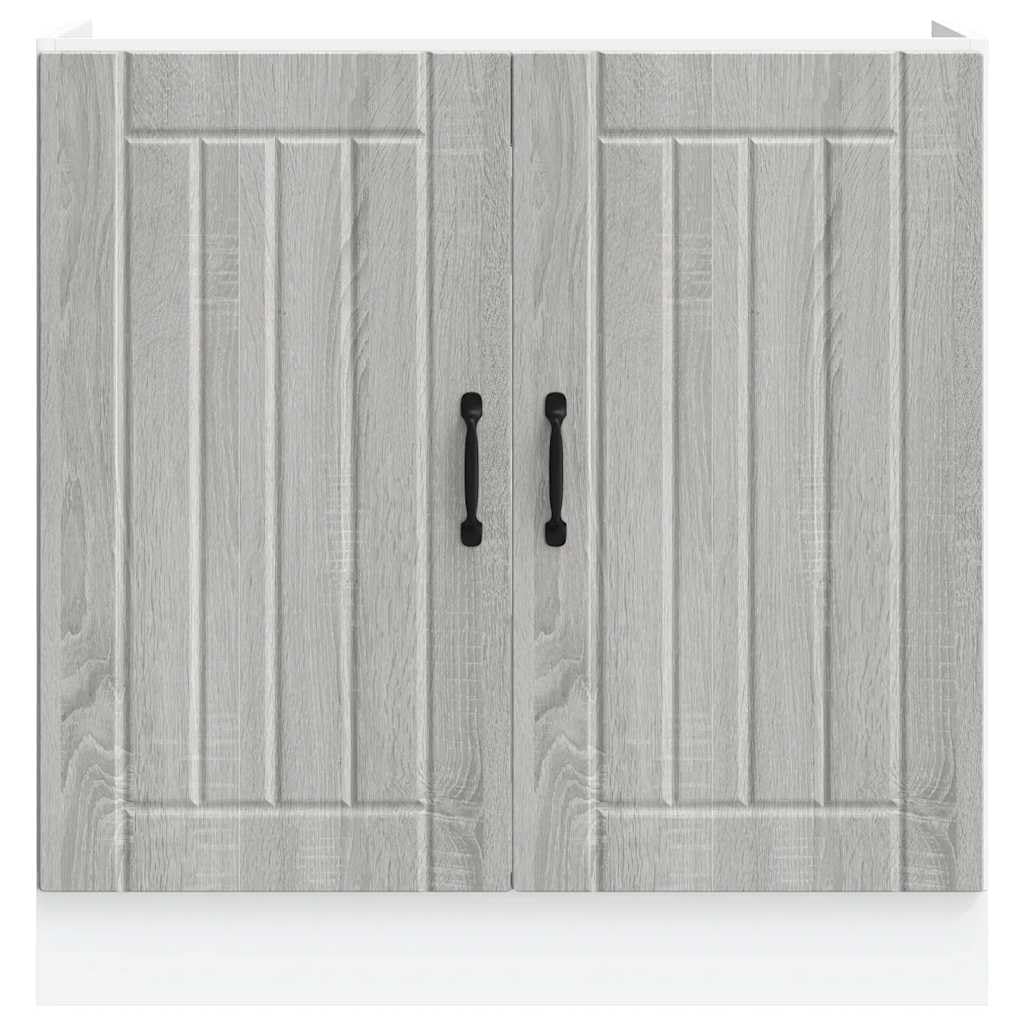 Szafka pod zlewozmywak Lucca Sonoma szara materiał drewnopochodny, 80 x 46 x 81,5 cm, z regulowanymi nóżkami, 70 kg, miejsce do przechowywania szafki kuchennej, szuflady, półki, porządek w